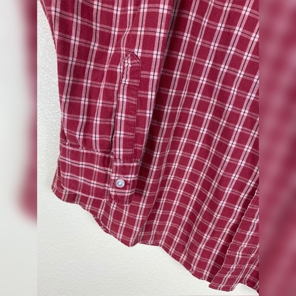 Vintage LL Bean Red Plaid Long Sleeve Button Down - Picture 3 of 6